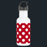 Witte polka stippen op rood waterfles<br><div class="desc">Witte polka stippen op rood</div>