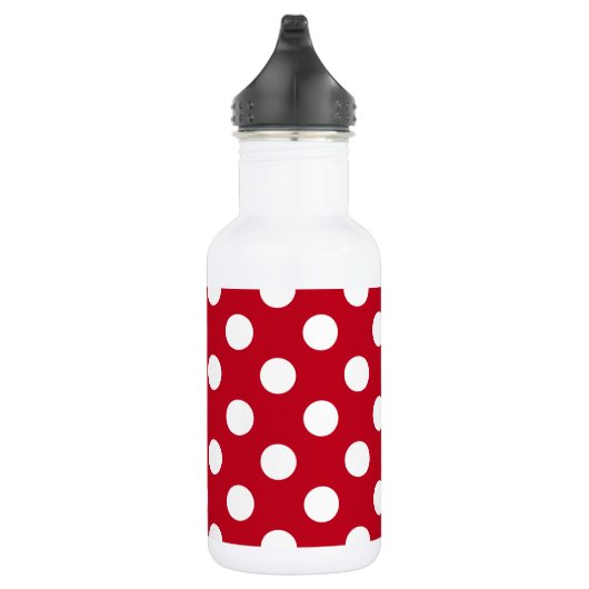 Witte polka stippen op rood waterfles  (Rechts)