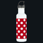 Witte polka stippen op rood waterfles<br><div class="desc">Witte polka stippen op rood</div>