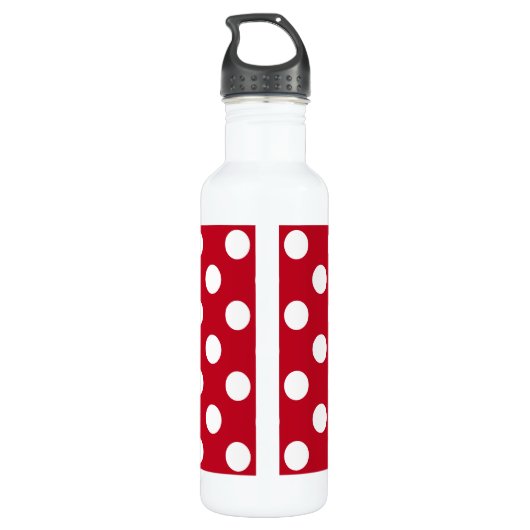 Witte polka stippen op rood waterfles  (Achterkant)