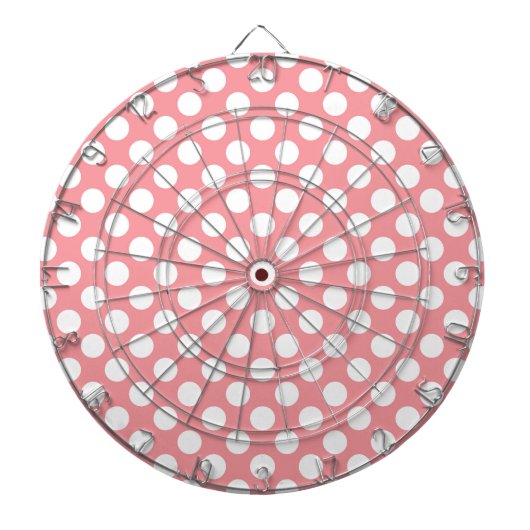 Witte polka stippen op roze achtergrond dartbord (Voorkant)