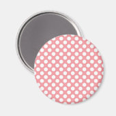 Witte polka stippen op roze achtergrond magneet (Voorkant / Achterkant)