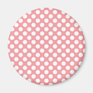 Witte polka stippen op roze achtergrond magneet