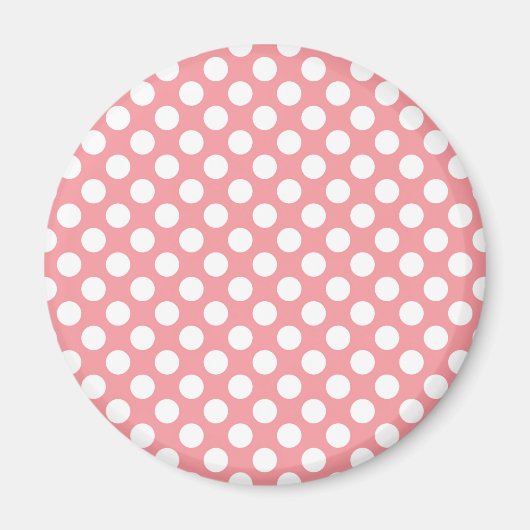 Witte polka stippen op roze achtergrond magneet (Voorkant)