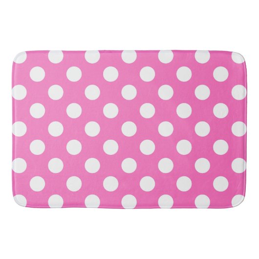 Witte polka stippen op roze badmat (Voorkant)