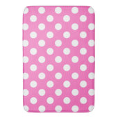 Witte polka stippen op roze badmat (Voorkant Verticaal)