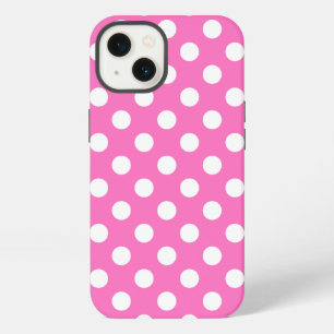 Witte polka stippen op roze Case-Mate iPhone hoesj 13 Hoesje