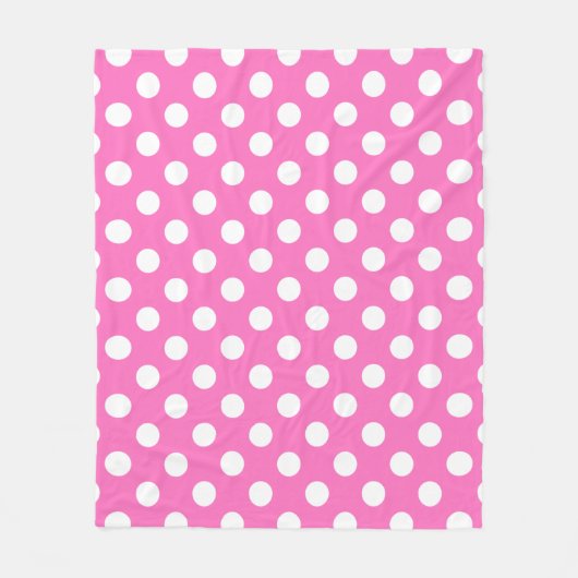 Witte polka stippen op roze fleece deken (Voorkant)