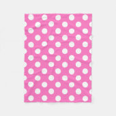 Witte polka stippen op roze fleece deken (Voorkant)