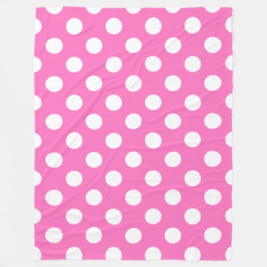 Witte polka stippen op roze fleece deken (Voorkant)