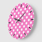 Witte polka stippen op roze grote klok (Hoek)