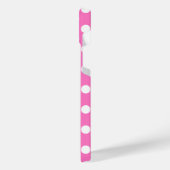 Witte polka stippen op roze iPhone hoesje (Linkerkant)
