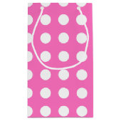 Witte polka stippen op roze klein cadeauzakje (Achterkant)