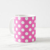 Witte polka stippen op roze koffiemok (Voorkant links)