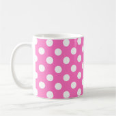 Witte polka stippen op roze koffiemok (Links)
