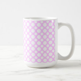 Witte polka-stippen op roze koffiemok