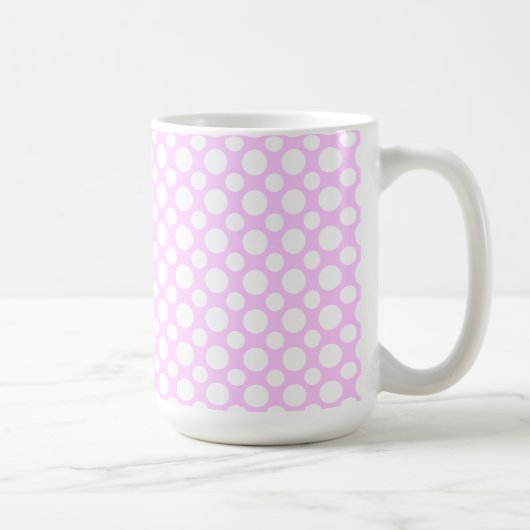 Witte polka-stippen op roze koffiemok (Rechts)