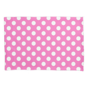 Witte polka stippen op roze kussensloop