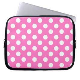 Witte polka stippen op roze laptop sleeve