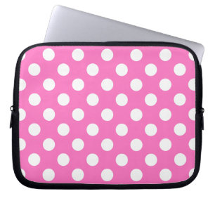 Witte polka stippen op roze laptop sleeve