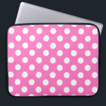 Witte polka stippen op roze laptop sleeve<br><div class="desc">Witte polka stippen op roze</div>