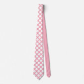 Witte polka stippen op roze maatwerk stropdas (Voorkant)