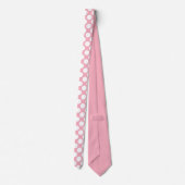 Witte polka stippen op roze maatwerk stropdas (Achterkant)