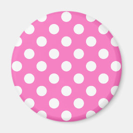 Witte polka stippen op roze magneet