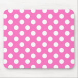 Witte polka stippen op roze muismat<br><div class="desc">Witte polka stippen op roze</div>