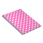 Witte polka stippen op roze notitieboek (Rechterzijde)