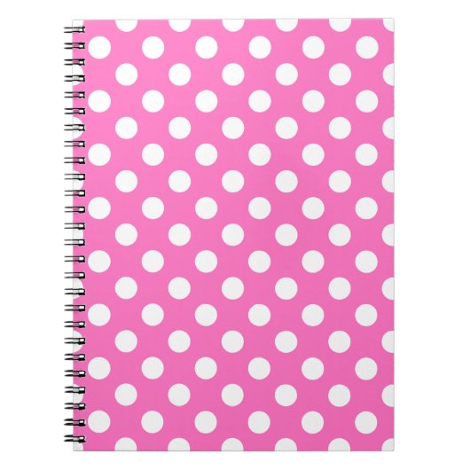 Witte polka stippen op roze notitieboek (Voorkant)