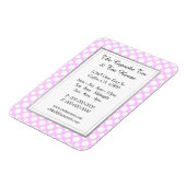 Witte polka stippen op roze restaurant aangepaste magneet (Linkerzijde)