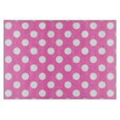 Witte polka stippen op roze snijplank (Voorkant)