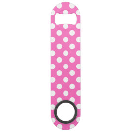 Witte polka stippen op roze speed flessenopener