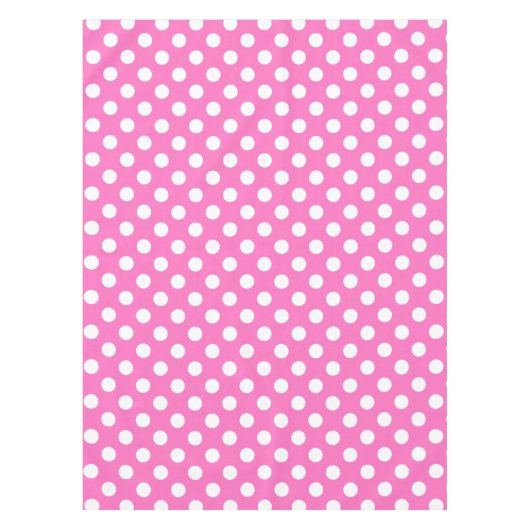 Witte polka stippen op roze tafelkleed (Voorkant)