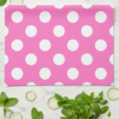 Witte polka stippen op roze theedoek (Gevouwen)