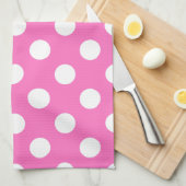 Witte polka stippen op roze theedoek (Quarter Fold)
