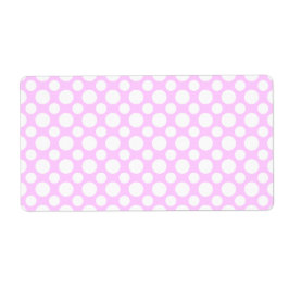 Witte polka-stippen op roze verzendlabel