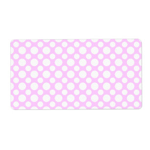 Witte polka-stippen op roze verzendlabel