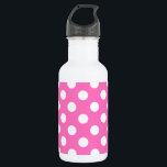 Witte polka stippen op roze waterfles<br><div class="desc">Witte polka stippen op roze</div>