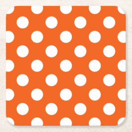 Witte polka stippen op sinaasappel kartonnen onderzetters