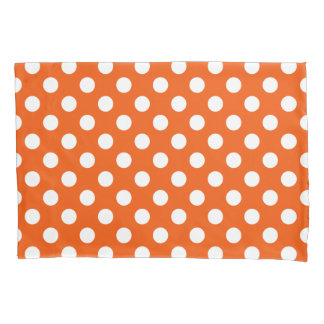 Witte polka stippen op sinaasappel kussensloop