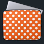 Witte polka stippen op sinaasappel laptop sleeve<br><div class="desc">Witte polka stippen op sinaasappel</div>