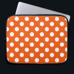 Witte polka stippen op sinaasappel laptop sleeve<br><div class="desc">Witte polka stippen op sinaasappel</div>