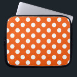 Witte polka stippen op sinaasappel laptop sleeve<br><div class="desc">Witte polka stippen op sinaasappel</div>