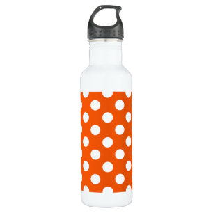 Witte polka stippen op sinaasappel waterfles 