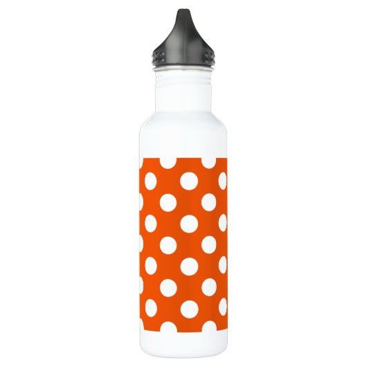 Witte polka stippen op sinaasappel waterfles  (Links)