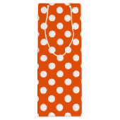 Witte polka stippen op sinaasappel wijn cadeautas (Achterkant)