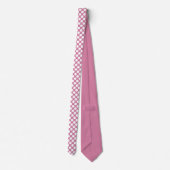Witte polka stippen op stoffige roze maatwerk stro stropdas (Achterkant)