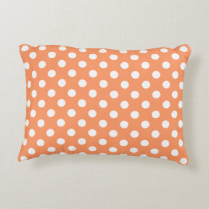 Witte polka stippen op Tangerine oranje Decoratief Kussen